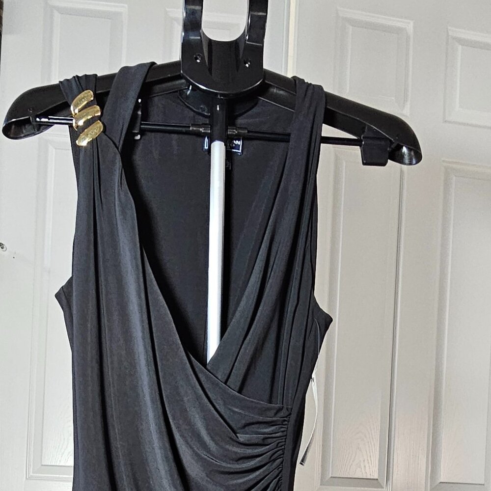 American Living V Neck Side Ruched Dress W/Gold Embellishments Size 10 NWT